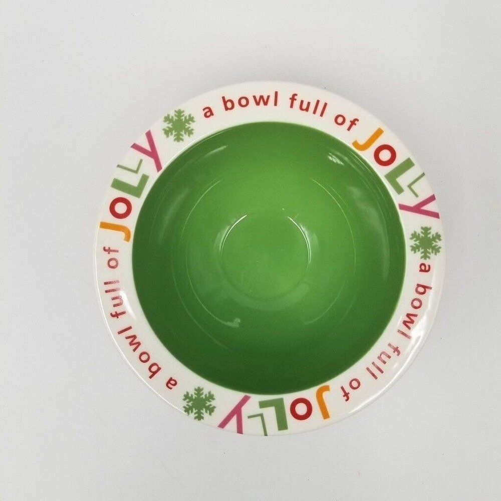Hallmark Christmas Cereal Ice Cream Bowl Full of Jolly Red Green 6" Holiday
